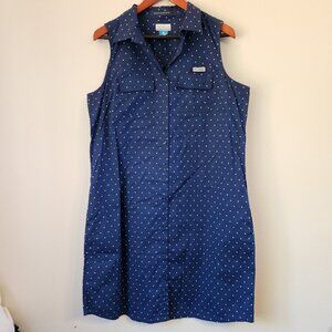 Columbia PFG Super Bonehead Navy White PolkaDot Women XL Casual Outdoor Coastal